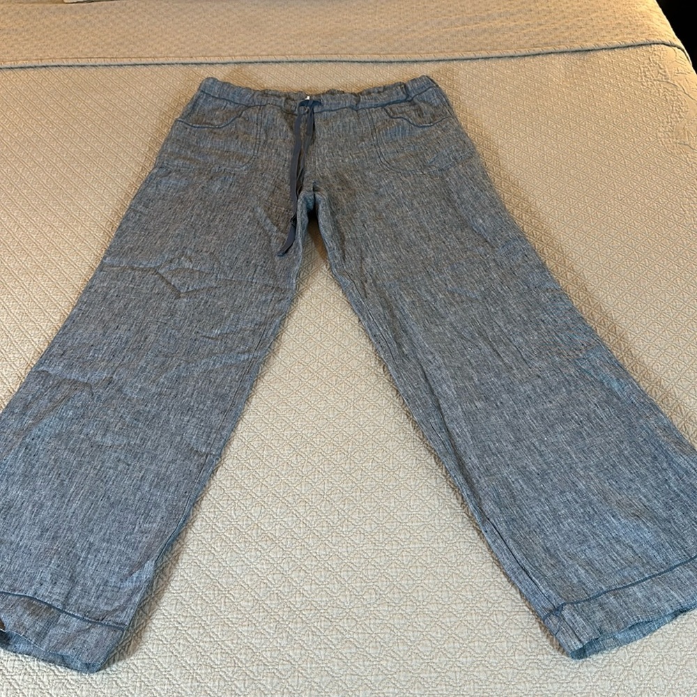 Sophi Max  linen Pant blue Sz L #0011